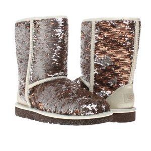 Silver bronze Brown Sequin Uggs Ugg boots glitter embellished NEW